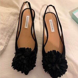 Aquazzura Black Couturier Sling Flat